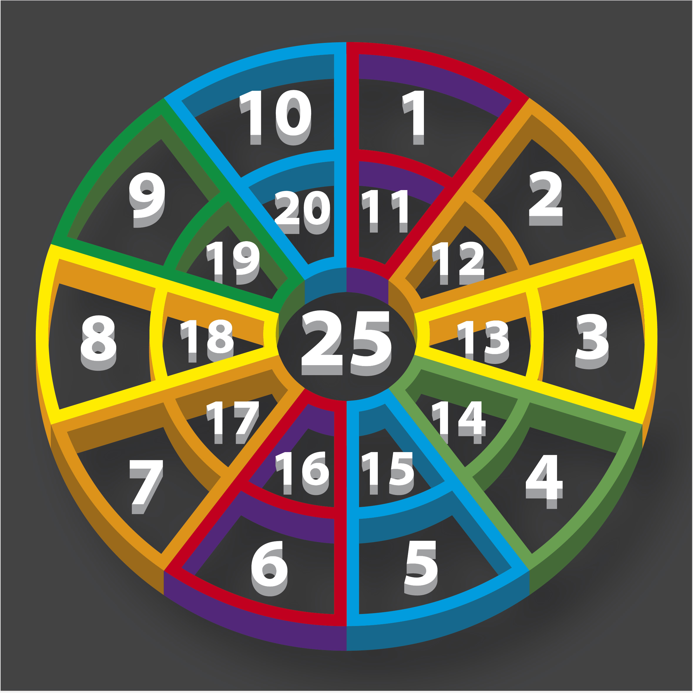 3D  1-25 Outline Target 3M